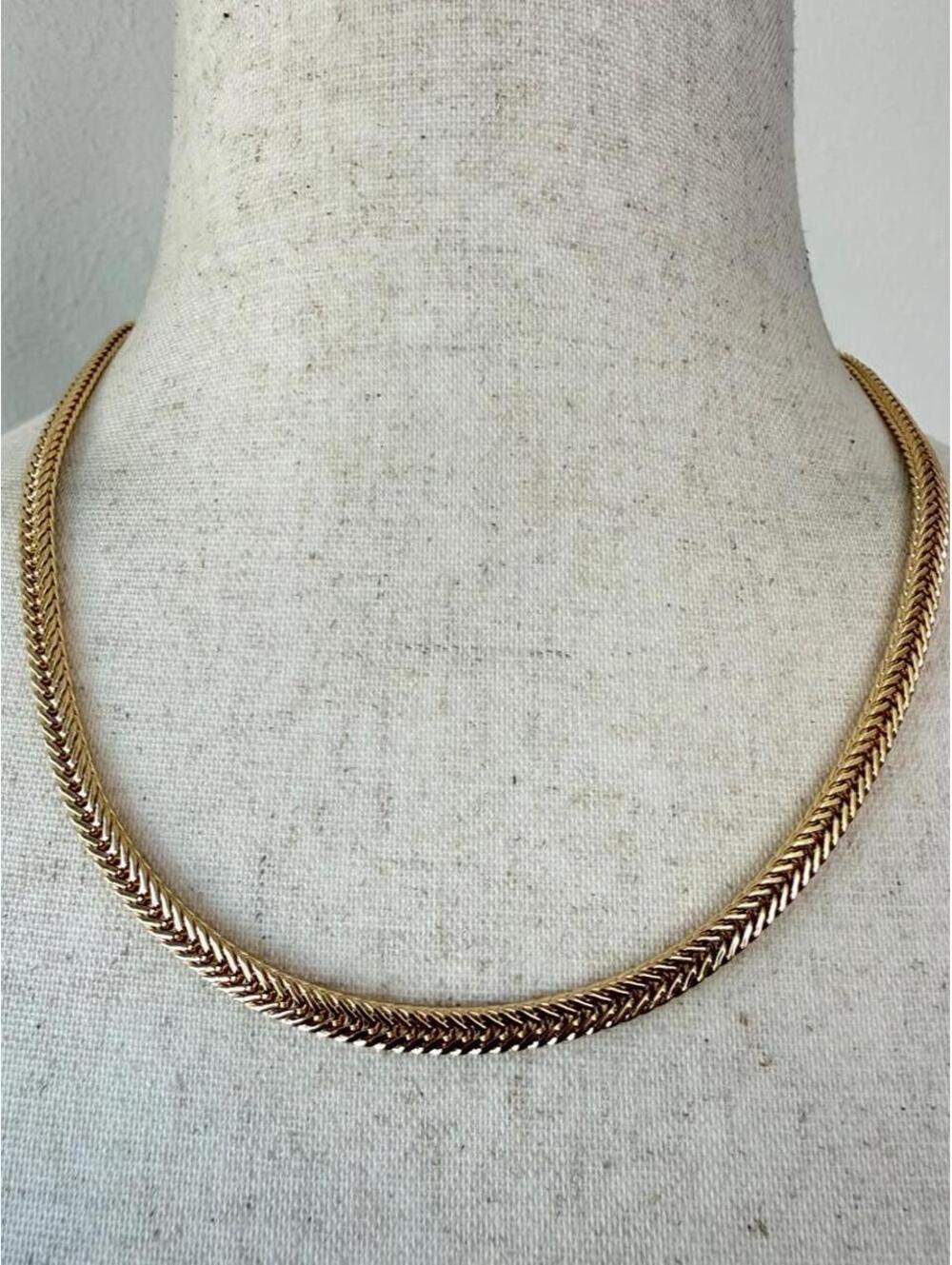 Vintage Gold Tone Herringbone Necklace